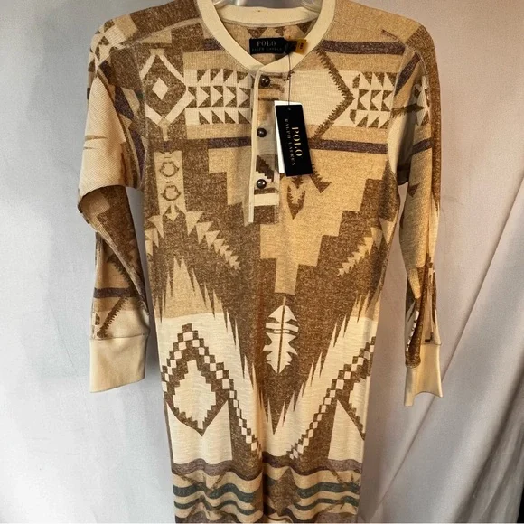 Ralph Lauren | Dresses | Nwt Polo Ralph Lauren Southwestern Maxi Dress  Aztec Henley Waffle Knit Size M | Poshmark